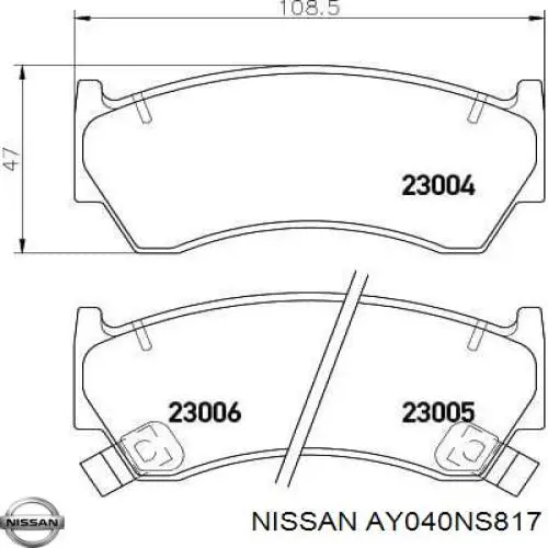Гальмівні колодки Nissan/Infiniti AY040NS817 ціна, від 16.49 USD