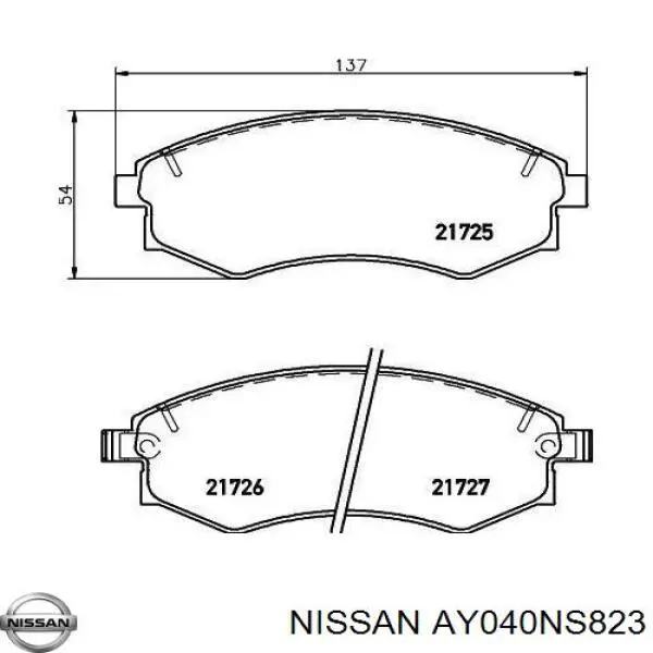 Передні тормозні колодки AY040NS823 Nissan/Infiniti