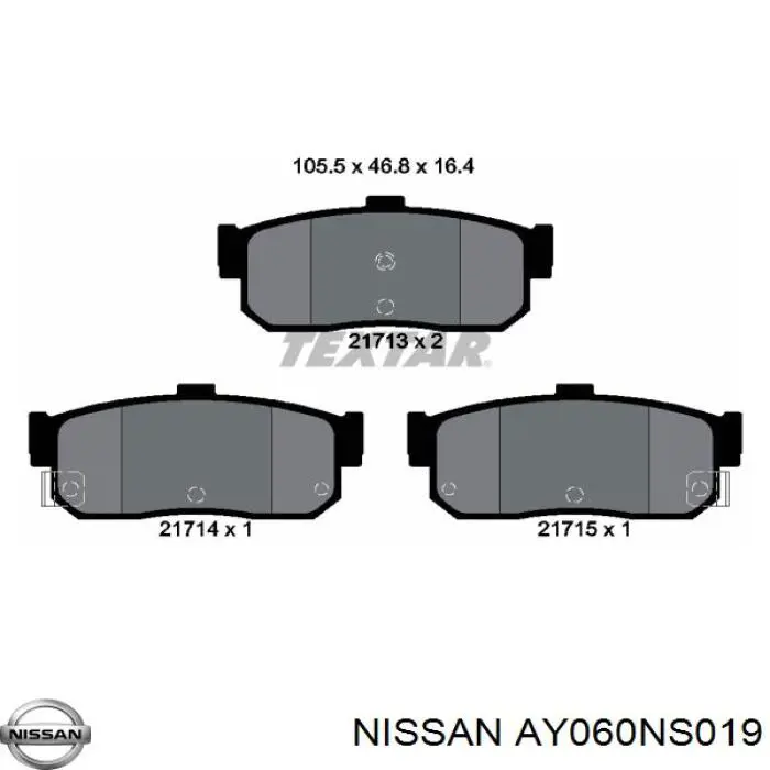 Колодки гальмові задні, дискові AY060NS019 Nissan