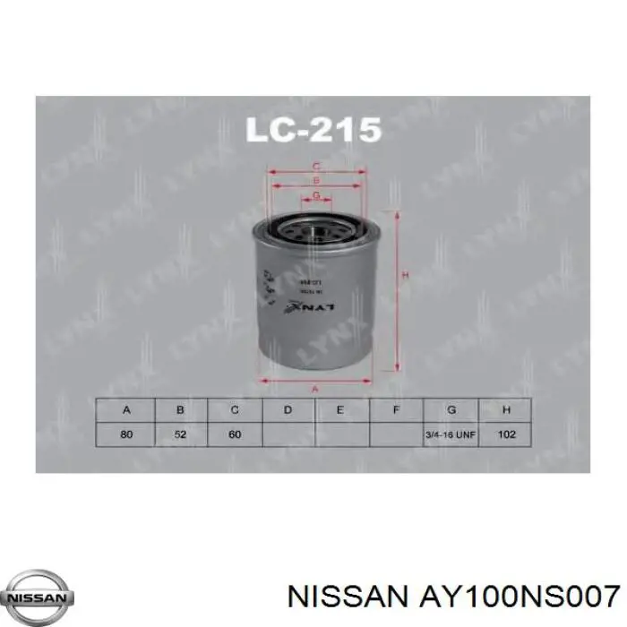 AY100NS007 Nissan фільтр масляний