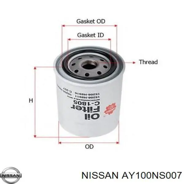 Масляний фільтр двигуна Nissan/Infiniti AY100NS007 ціна, від 5.91 USD
