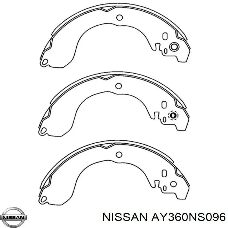 Колодки гальмові задні, барабанні AY360NS096 Nissan