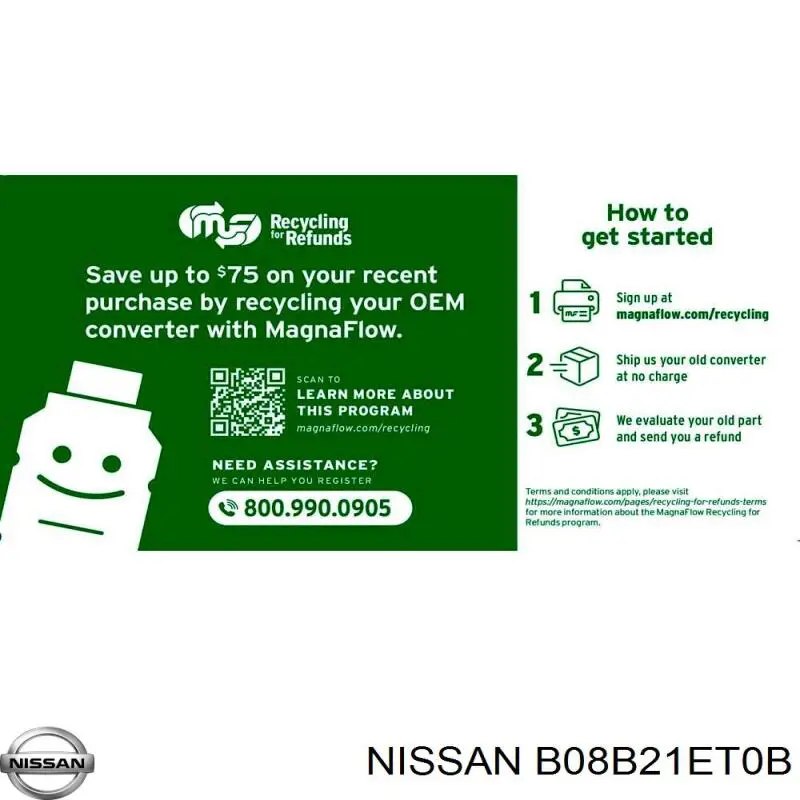 B08B21ET0B Nissan/Infiniti Конвертор-каталізатор, правий