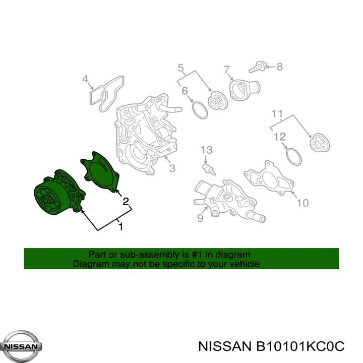 Помпа охолодження Nissan/Infiniti B10101KC0C ціна, від 36.90 USD