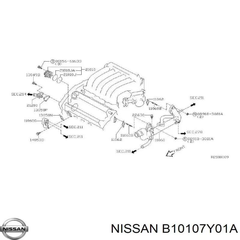 Помпа водяна, (насос) охолодження B10107Y01A Nissan