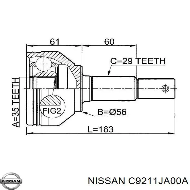 Купити C9211JA00A Nissan/Infiniti Шарнір приводу зовнішній