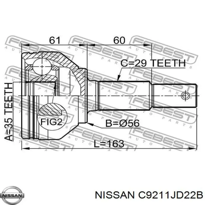 Купити C9211JD22B Nissan/Infiniti Шарнір приводу зовнішній