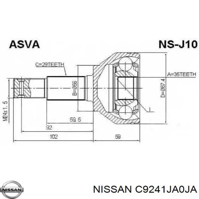 Пильник шарніра кутових швидкостей зовнішній передній Nissan/Infiniti C9241JA0JA ціна, від 13.74 USD