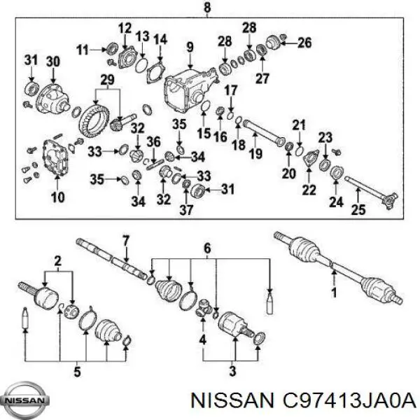 Пильник ШРУСа внутрішній, передній піввісі C97413JA0A Nissan