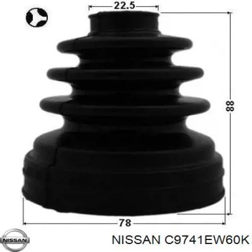 Пильник гранати внутрішній, передній півосі Nissan/Infiniti C9741EW60K ціна, від 16.43 USD