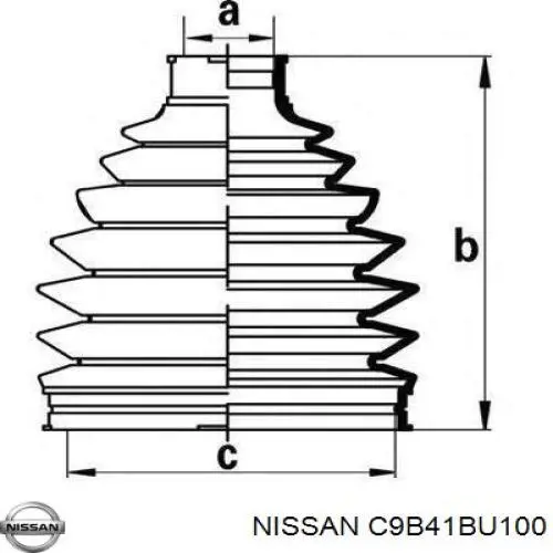 Пильник ШРУСа зовнішній C9B41BU100 Nissan/Infiniti