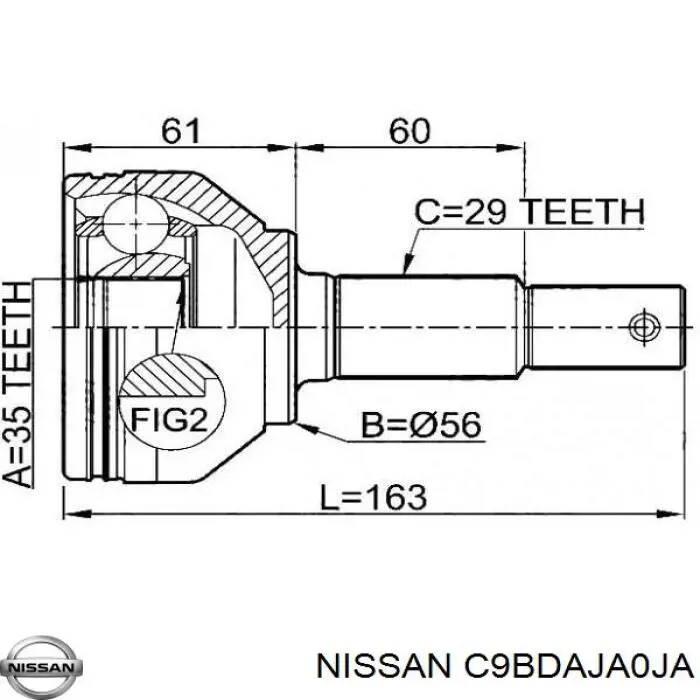 Пильник шарніра кутових швидкостей зовнішній передній Nissan/Infiniti C9BDAJA0JA ціна, від 22.13 USD