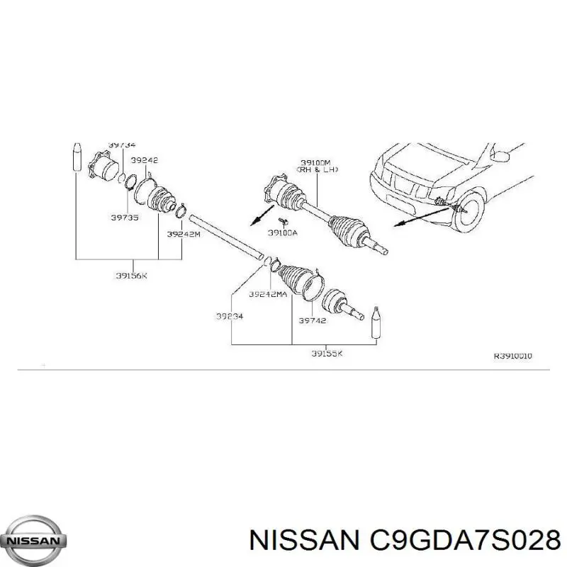 C9GDA7S028 Nissan пильник шруса внутрішній, задньої піввісі