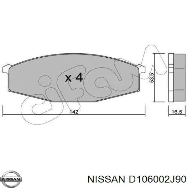 Купити D106002J90 Nissan/Infiniti Колодки гальмівні передні, дискові