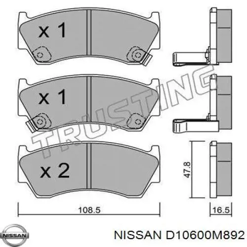 Купити D10600M892 Nissan/Infiniti Колодки гальмівні передні, дискові