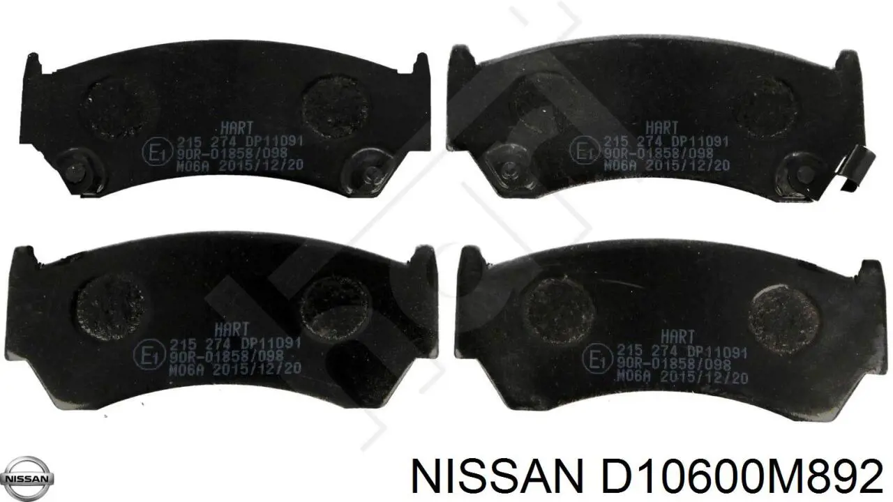 D10600M892 Nissan колодки гальмівні передні, дискові
