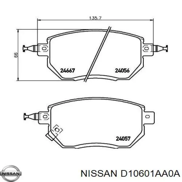 Гальмівні колодки Nissan/Infiniti D10601AA0A ціна, від 23.70 USD
