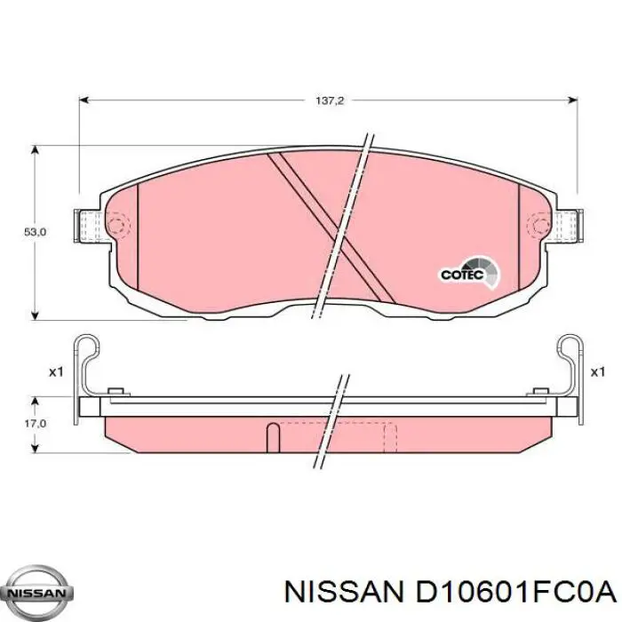 Колодки гальмівні передні, дискові D10601FC0A Nissan