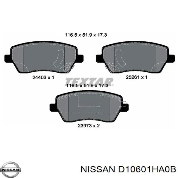 Гальмівні колодки Nissan/Infiniti D10601HA0B ціна, від 22.00 USD