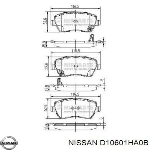 Купити D10601HA0B Nissan/Infiniti Колодки гальмівні передні, дискові
