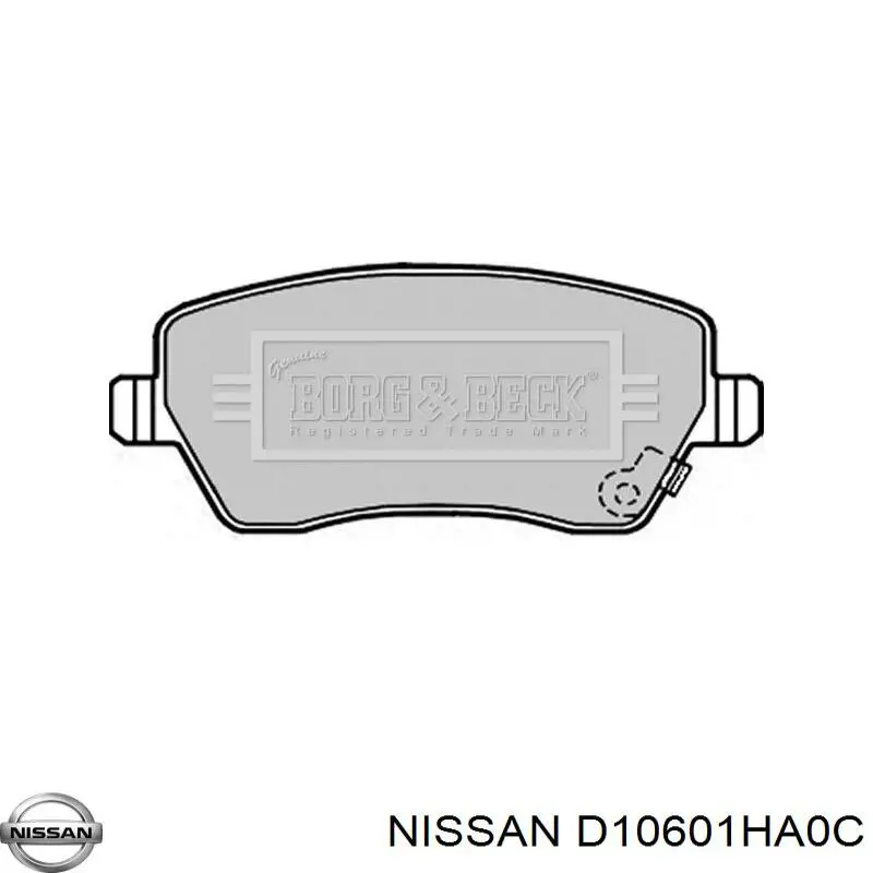 Купити D10601HA0C Nissan/Infiniti Колодки гальмівні передні, дискові