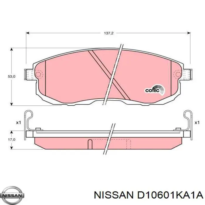 Гальмівні колодки Nissan/Infiniti D10601KA1A ціна, від 43.75 USD