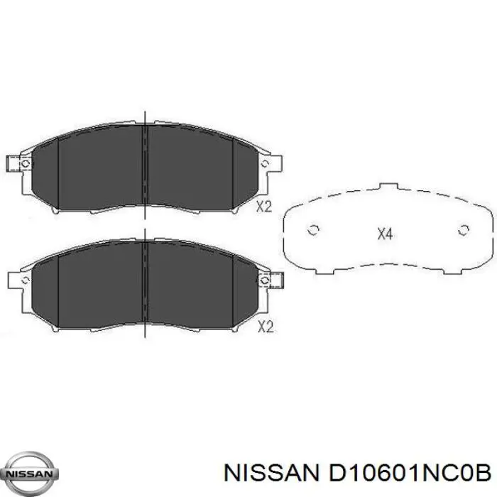 Колодки гальмівні передні, дискові D10601NC0B Nissan