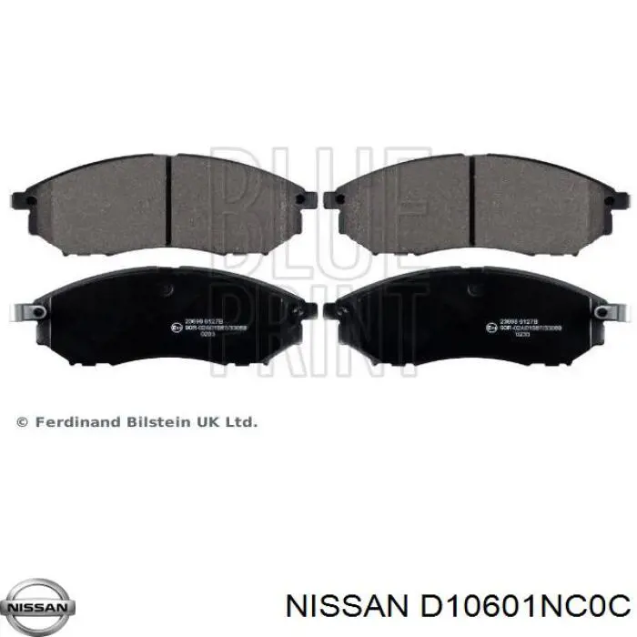 D10601NC0C Nissan колодки гальмівні передні, дискові
