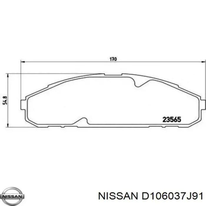 Колодки гальмівні передні, дискові D106037J91 Nissan