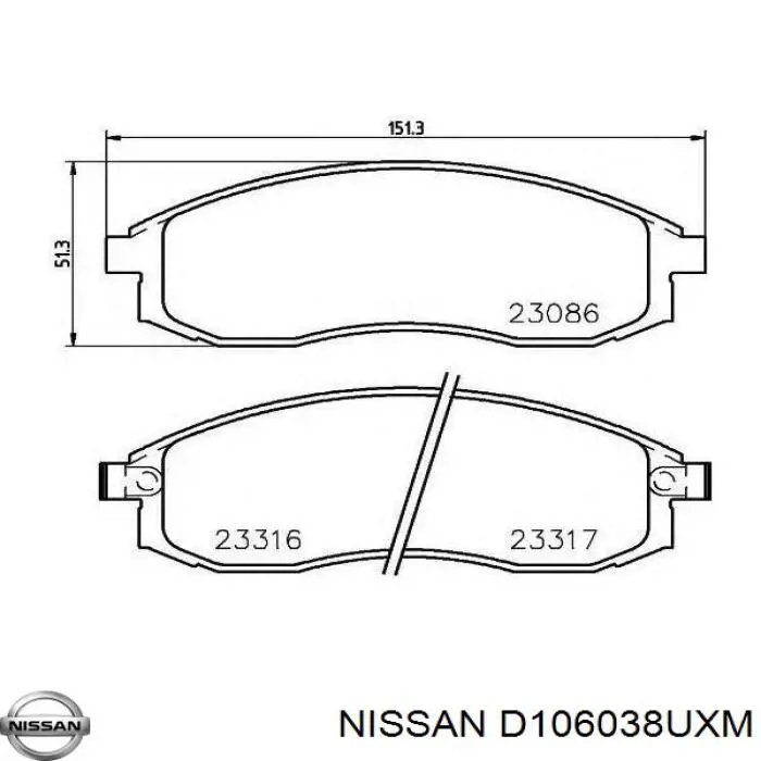 Гальмівні колодки Nissan/Infiniti D106038UXM ціна, від 16.14 USD