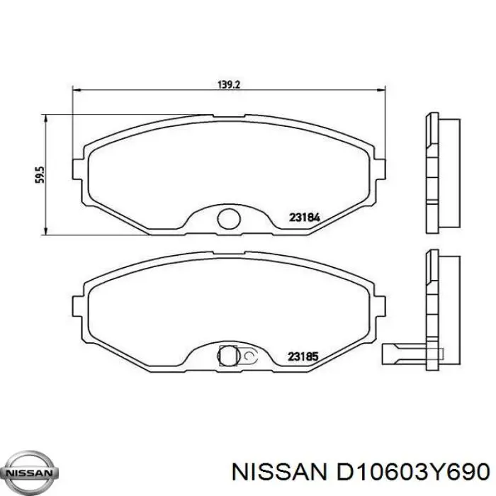 Колодки гальмівні передні, дискові D10603Y690 Nissan