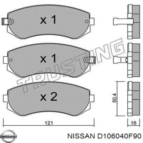 D106040F90 Nissan колодки гальмівні передні, дискові