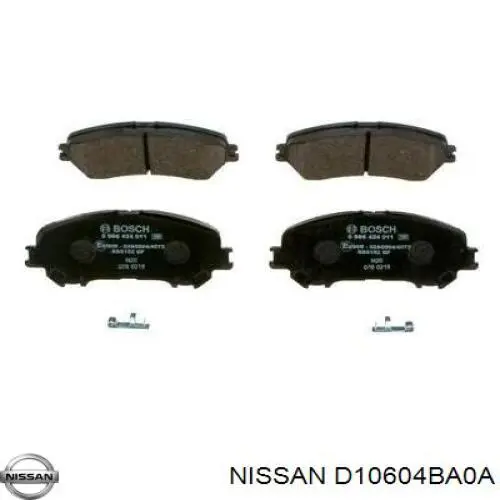 D10604BA0A Nissan колодки гальмівні передні, дискові