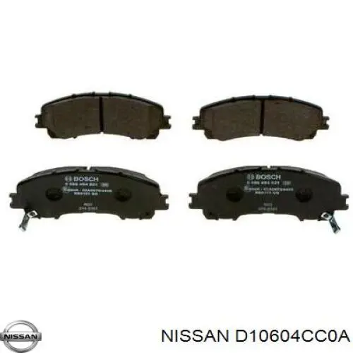 D10604CC0A Nissan колодки гальмівні передні, дискові
