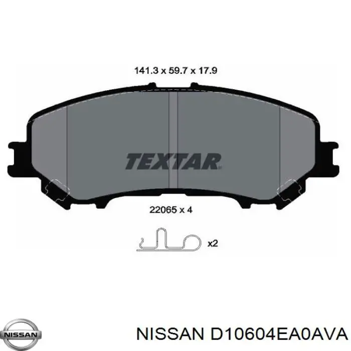 D10604EA0AVA Nissan колодки гальмівні передні, дискові