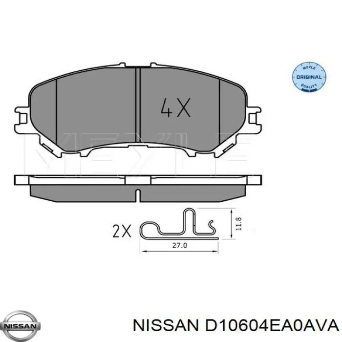 Гальмівні колодки Nissan/Infiniti D10604EA0AVA ціна, від 29.48 USD