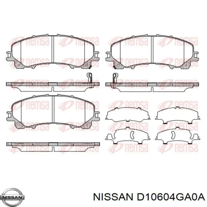 Передні тормозні колодки D10604GA0A Nissan/Infiniti