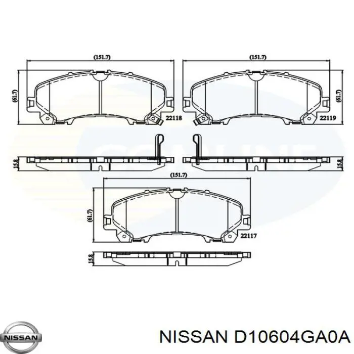 Тормозні колодки Nissan/Infiniti D10604GA0A
