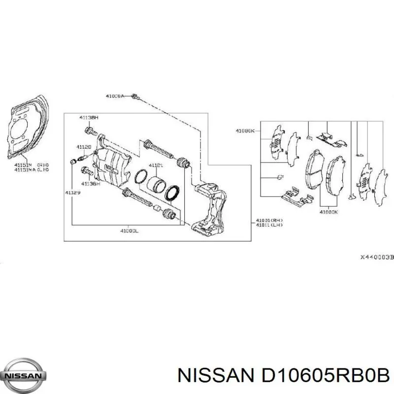 Купити D10605RB0B Nissan/Infiniti Колодки гальмівні передні, дискові