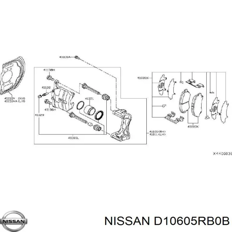 Колодки гальмівні передні, дискові D10605RB0B Nissan