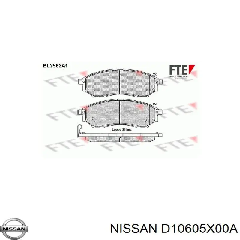 Купити D10605X00A Nissan/Infiniti Колодки гальмівні передні, дискові