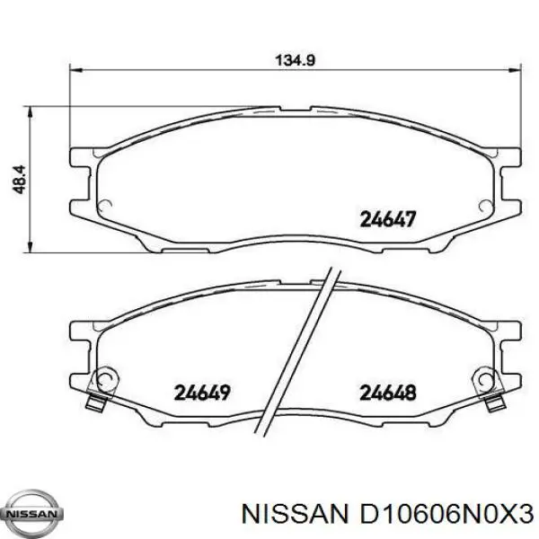 D10606N0X3 Nissan колодки гальмівні передні, дискові