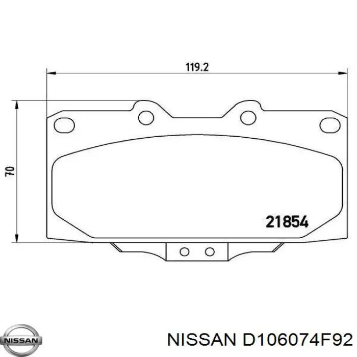 D106074F92 Nissan колодки гальмівні передні, дискові
