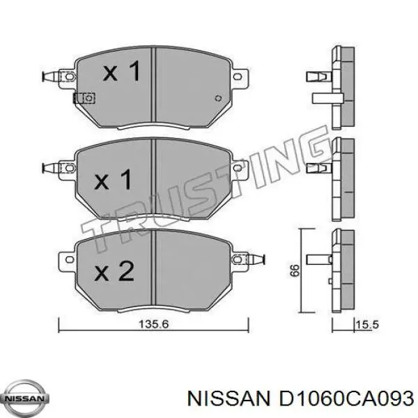 D1060CA093 Nissan колодки гальмівні передні, дискові