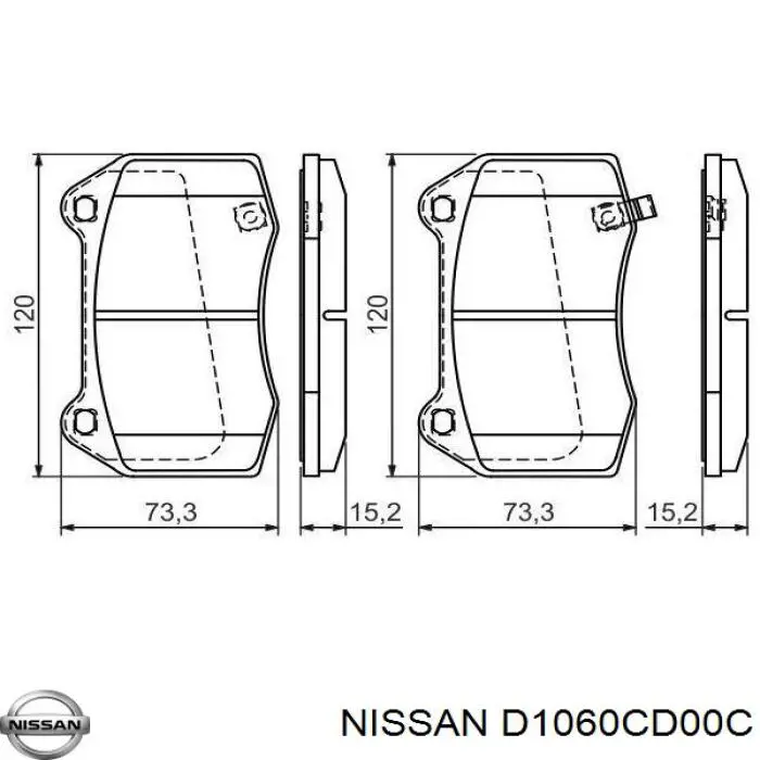 D1060CD00C Nissan/Infiniti Передні гальмівні колодки