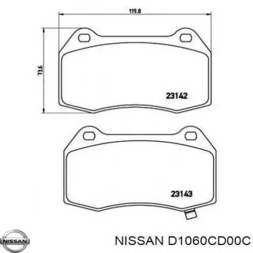 Купити D1060CD00C Nissan/Infiniti Колодки гальмівні передні, дискові