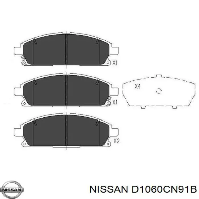 Купити D1060CN91B Nissan/Infiniti Колодки гальмівні передні, дискові
