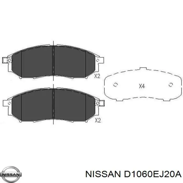 D1060EJ20A Nissan колодки гальмівні передні, дискові