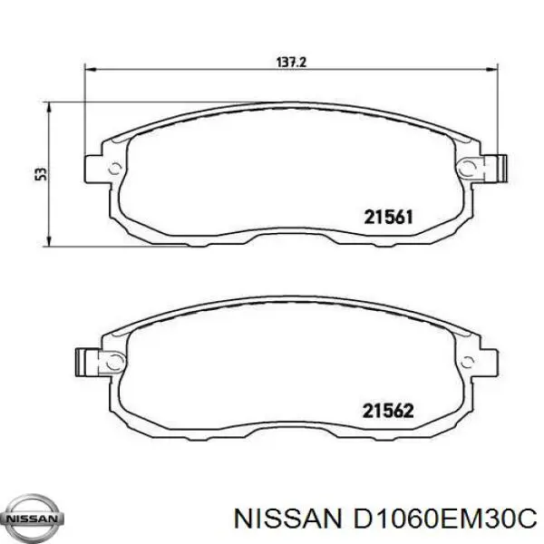 Купити D1060EM30C Nissan/Infiniti Колодки гальмівні передні, дискові