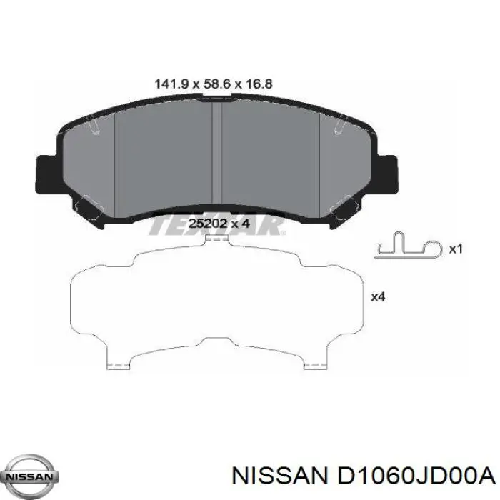 Гальмівні колодки Nissan/Infiniti D1060JD00A ціна, від 29.87 USD